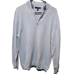 Brooks Brothers Light Blue Quarter Zip-Up Cotton/Cashmere Blend Sweater